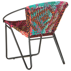 Comfortable Multicolours Chindi Fabric Circle Chair | Handwoven & Ergonomic Design