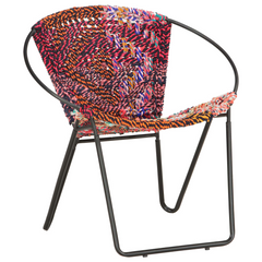 Comfortable Multicolours Chindi Fabric Circle Chair | Handwoven & Ergonomic Design