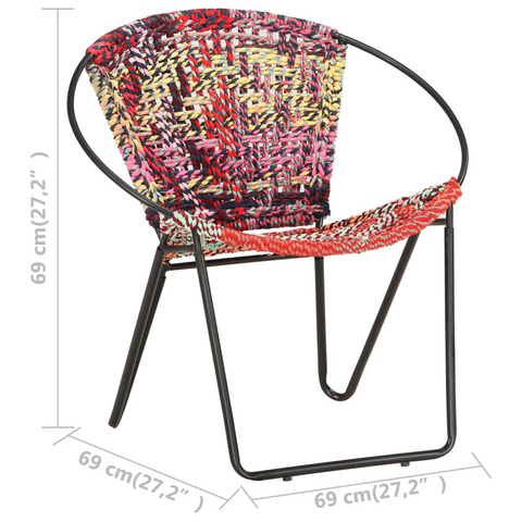 Comfortable Multicolours Chindi Fabric Circle Chair | Handwoven & Ergonomic Design