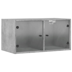 Concrete Grey Wall Cabinet with Glass Doors - 68.5x37x35 cm | Durable & Stylish Storage Solution