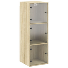 Sonoma Oak Wall Cabinet with Glass Doors - 35x37x100 cm | Elegant & Durable Storage Solution