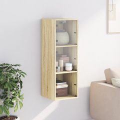 Sonoma Oak Wall Cabinet with Glass Doors - 35x37x100 cm | Elegant & Durable Storage Solution