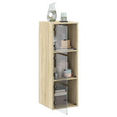 Sonoma Oak Wall Cabinet with Glass Doors - 35x37x100 cm | Elegant & Durable Storage Solution