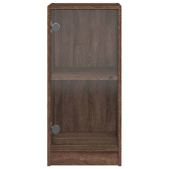 Stylish Side Cabinet with Glass Doors - Brown Oak, 35x37x75.5 cm | Perfect for Modern Living Spaces