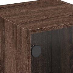 Stylish Side Cabinet with Glass Doors - Brown Oak, 35x37x75.5 cm | Perfect for Modern Living Spaces