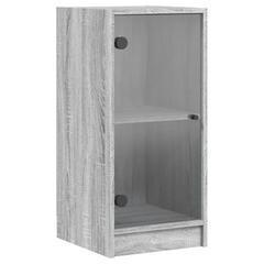 Grey Sonoma Side Cabinet with Glass Doors - 35x37x75.5 cm | Elegant & Functional Storage Solution