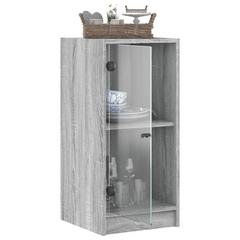 Grey Sonoma Side Cabinet with Glass Doors - 35x37x75.5 cm | Elegant & Functional Storage Solution