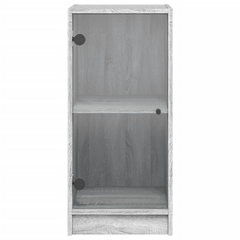 Grey Sonoma Side Cabinet with Glass Doors - 35x37x75.5 cm | Elegant & Functional Storage Solution