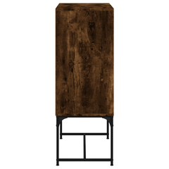 Smoked Oak Side Cabinet with Glass Doors - Elegant & Durable Storage Solution (69x37x100 cm)