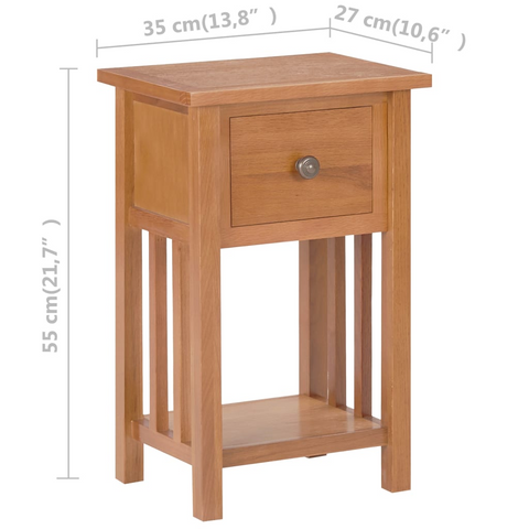 Solid Oak Wood Magazine Table with Drawer - 35x27x55 cm - Compact & Stylish