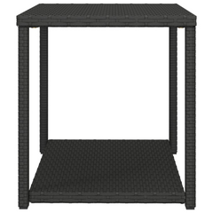 Black Poly Rattan Side Table – 2-Layer, Stylish & Durable, 55x45x49 cm