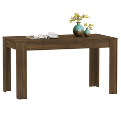 Elegant Brown Oak Dining Table 140x74.5x76 cm - Engineered Wood, Sturdy & Stylish