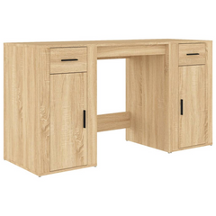 Elegant Desk with Cabinet - Sonoma Oak Engineered Wood | Ample Storage & Durable Build