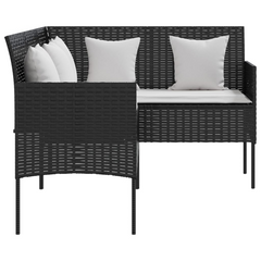 5 Piece L-shaped Couch Sofa Set with Cushions - Poly Rattan Black for Outdoor & Patio