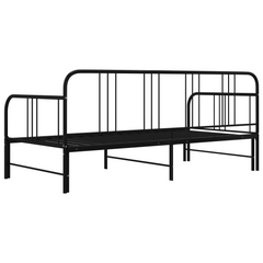 Versatile Pull-out Sofa Bed Frame without Mattress - Black Metal, 90x200 cm