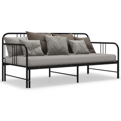 Versatile Pull-out Sofa Bed Frame without Mattress - Black Metal, 90x200 cm