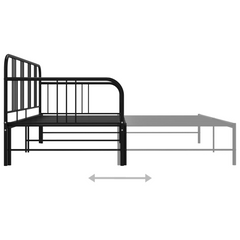 Versatile Pull-out Sofa Bed Frame without Mattress - Black Metal, 90x200 cm