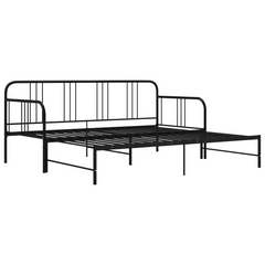 Versatile Pull-out Sofa Bed Frame without Mattress - Black Metal, 90x200 cm