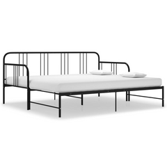 Versatile Pull-out Sofa Bed Frame without Mattress - Black Metal, 90x200 cm