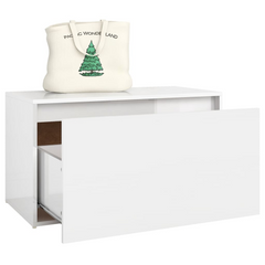 High Gloss White Hall Bench 80x40x45 cm - Engineered Wood, Modern Storage Solution