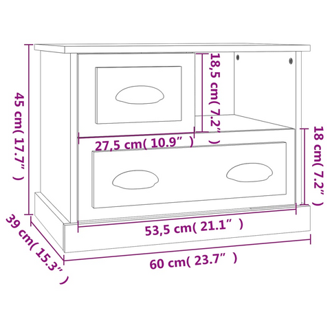 Bedside Cabinet White 60x39x45 cm - Elegant and Practical