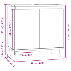 Bathroom Cabinet High Gloss White 58x33x60 cm Engineered Wood