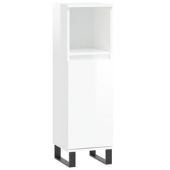 Bathroom Cabinet High Gloss White 30x30x100 cm Engineered Wood