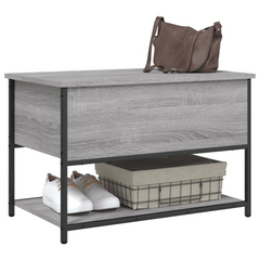 Grey Sonoma Storage Bench - 70x42.5x47 cm - Engineered Wood & Metal Frame - Multi-functional Hallway & Living Room Furniture