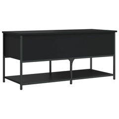 Black Engineered Wood Storage Bench - 100x42.5x47 cm | Versatile & Sturdy Hallway Organizer with Adjustable Feet