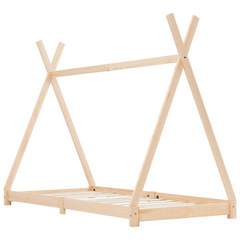 Kids Bed Frame Solid Pine Wood 90x200 cm - Fun Tipi Style for Cozy Bedrooms