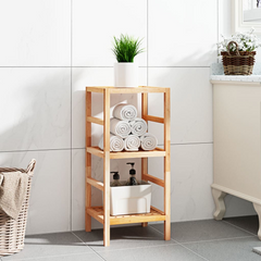 Solid Walnut Wood Bathroom Shelf - 3-Tier Storage, Compact & Stylish 35.5x35.5x79 cm