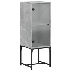 Side Cabinet with Glass Doors Concrete Grey 35x37x100 cm