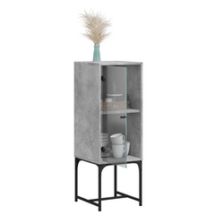 Side Cabinet with Glass Doors Concrete Grey 35x37x100 cm