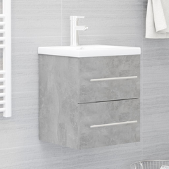 Modern Sink Cabinet with Built-in Basin, Concrete Grey, Engineered Wood - Stylish Bathroom Storage Solution