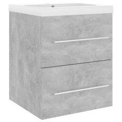 Modern Sink Cabinet with Built-in Basin, Concrete Grey, Engineered Wood - Stylish Bathroom Storage Solution