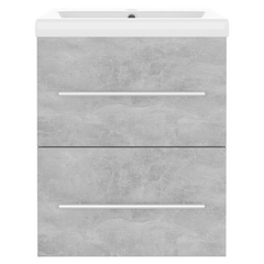 Modern Sink Cabinet with Built-in Basin, Concrete Grey, Engineered Wood - Stylish Bathroom Storage Solution