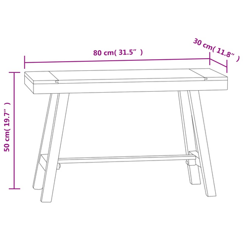 Solid Teak Wood Bench - 80 cm | Rustic Vintage Design | Weather-Resistant & Durable