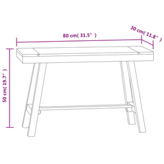 Solid Teak Wood Bench - 80 cm | Rustic Vintage Design | Weather-Resistant & Durable