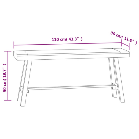 Solid Teak Wood Bench - 110 cm | Sturdy and Weather-Resistant with Vintage Charm