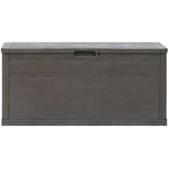 280 L Brown Garden Storage Box - Weather-Resistant, Durable Plastic with Wood Texture, Lockable & Multi-Purpose