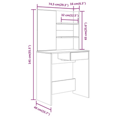 Modern Dressing Table with Mirror - Sleek Black, 74.5x40x141 cm - Ample Storage & Stylish Design