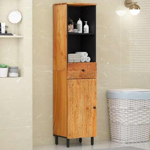 Solid Acacia Wood Bathroom Cabinet 38x33x160 cm - Durable & Elegant Storage Solution for Modern Bathrooms