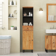 Solid Acacia Wood Bathroom Cabinet 38x33x160 cm - Durable & Elegant Storage Solution for Modern Bathrooms