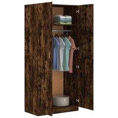 Smoked Oak Wardrobe 90x50x200 cm | Engineered Wood | Spacious & Stylish Storage Solution