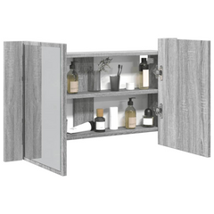 LED Bathroom Mirror Cabinet Grey Sonoma 80x12x45 cm Acrylic