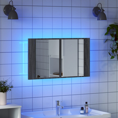 LED Bathroom Mirror Cabinet Grey Sonoma 80x12x45 cm Acrylic