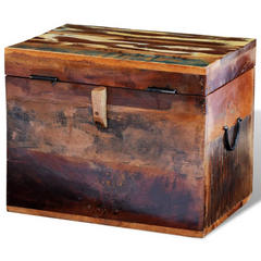 Reclaimed Solid Wood Storage Box – Antique-Style, Handcrafted, Multi-Colour, Eco-Friendly