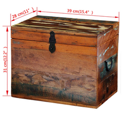 Reclaimed Solid Wood Storage Box – Antique-Style, Handcrafted, Multi-Colour, Eco-Friendly