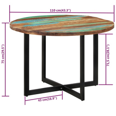 Dining Table 110x75 cm Solid Wood Reclaimed - Eco-Friendly and Sturdy