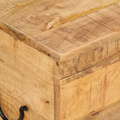 Antique-Style Storage Box 39x28x31 cm Solid Mango Wood – Natural Finish, Hinged Lid, Ample Storage Space